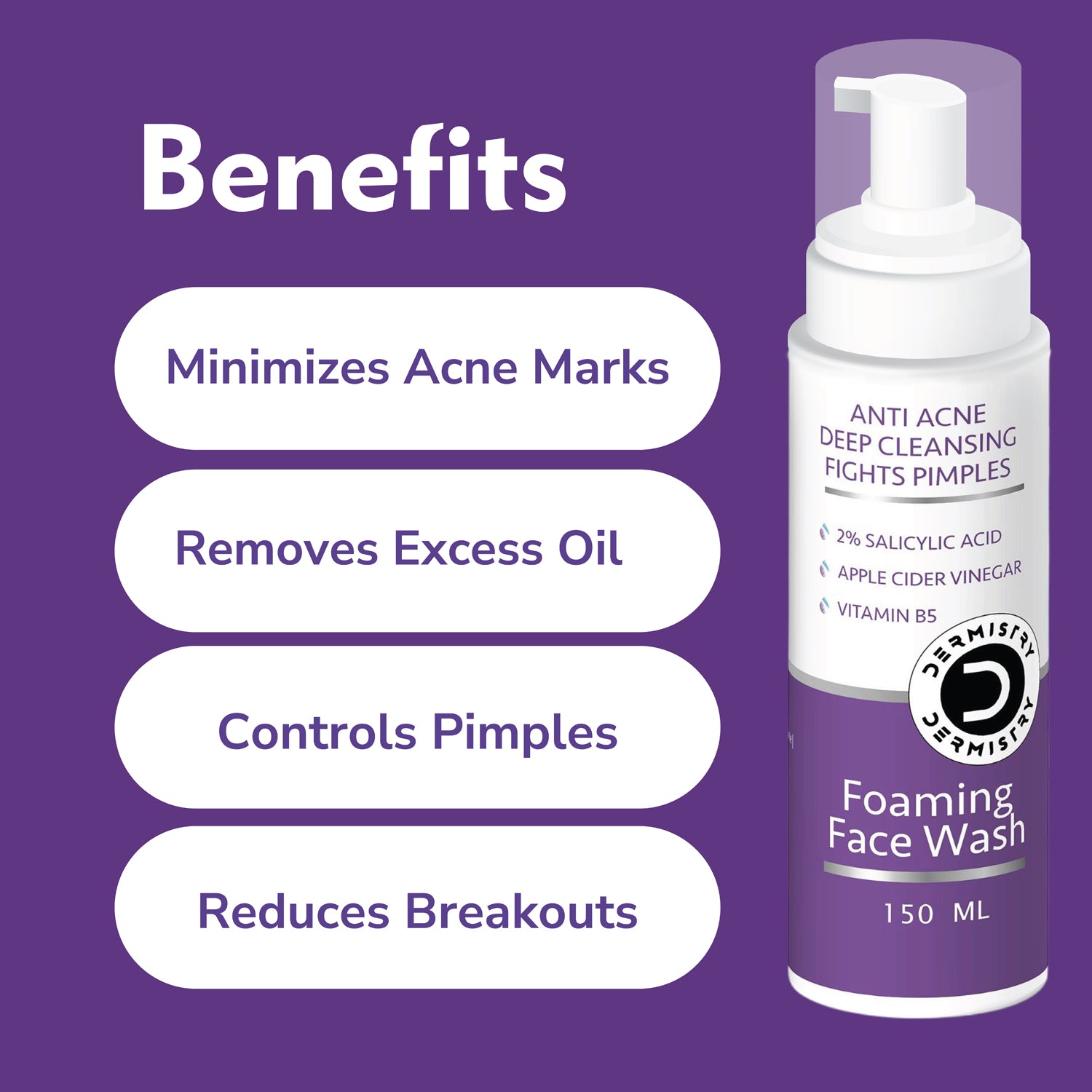 DERMISTRY Salicylic Acid Face Wash + Serum + Oil Free Moisturizer Oily Acne Prone Skin Facial Kit