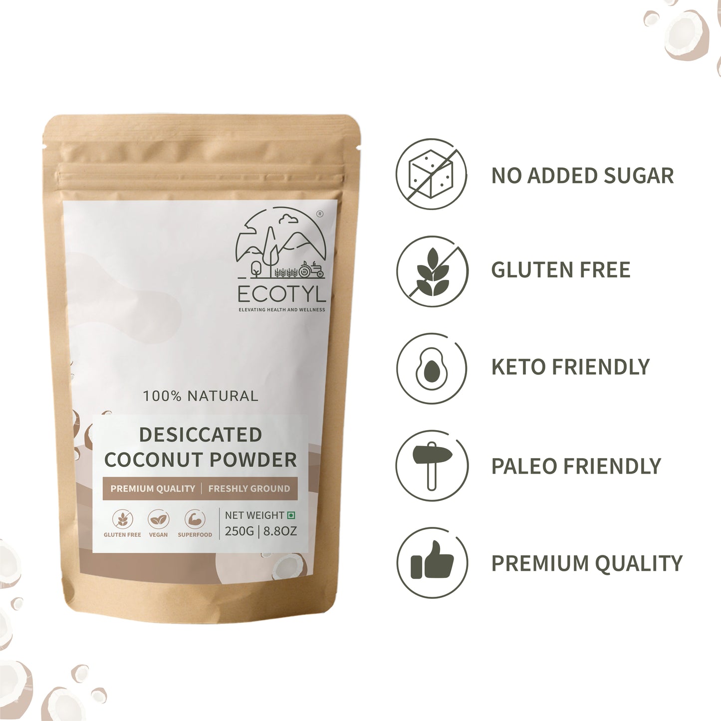 Ecotyl Desiccated Coconut Powder - 250gm