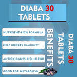 Divyashri Wellness DIABA 30 — Ayurvedic Herbal Tablets for Natural Blood Sugar Management & Diabetic Care (60 Tablets) | With FREE Acupresser Clip