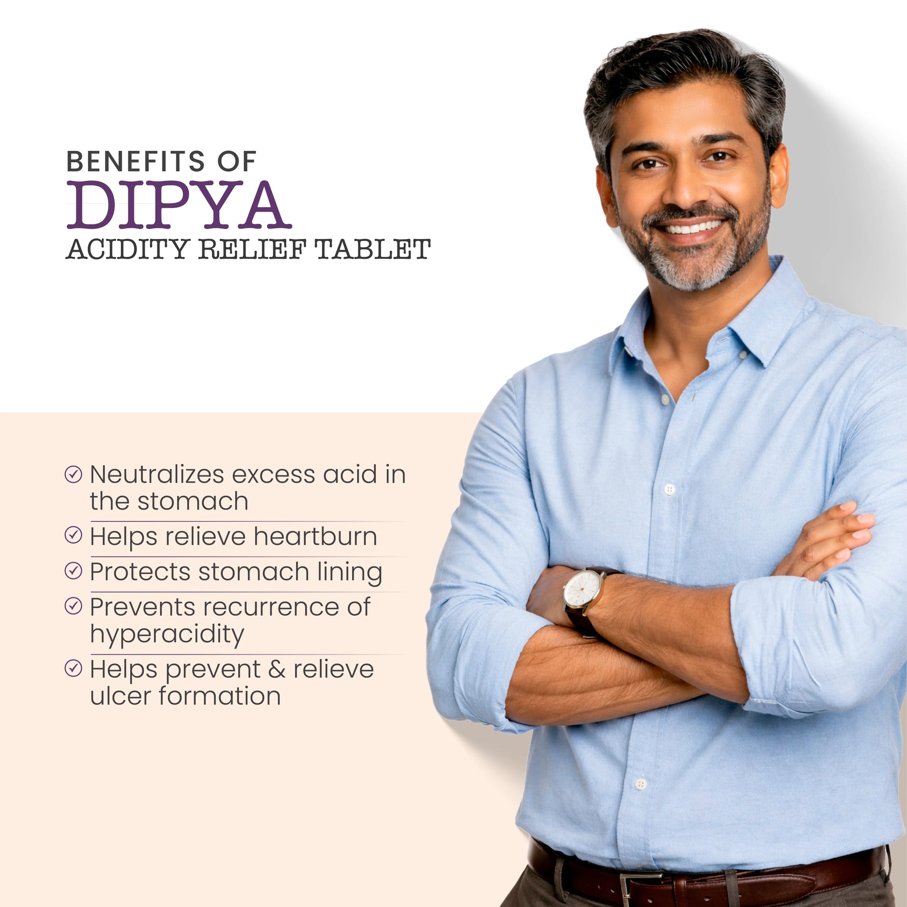 Vedistry Dipya Acidity Relief Tablets 60s - Ayurvedic Antacid for Reflux & Gas - 30 day pack