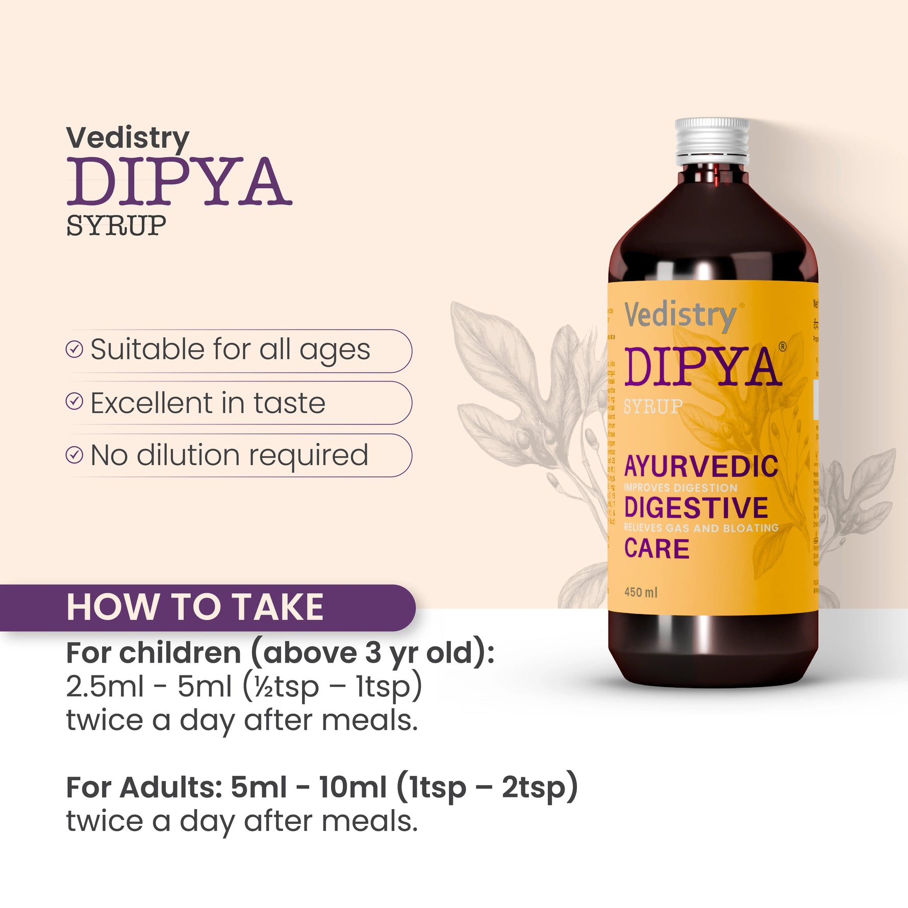 Vedistry Dipya Ayurvedic Digestive Care Syrup - 450ml
