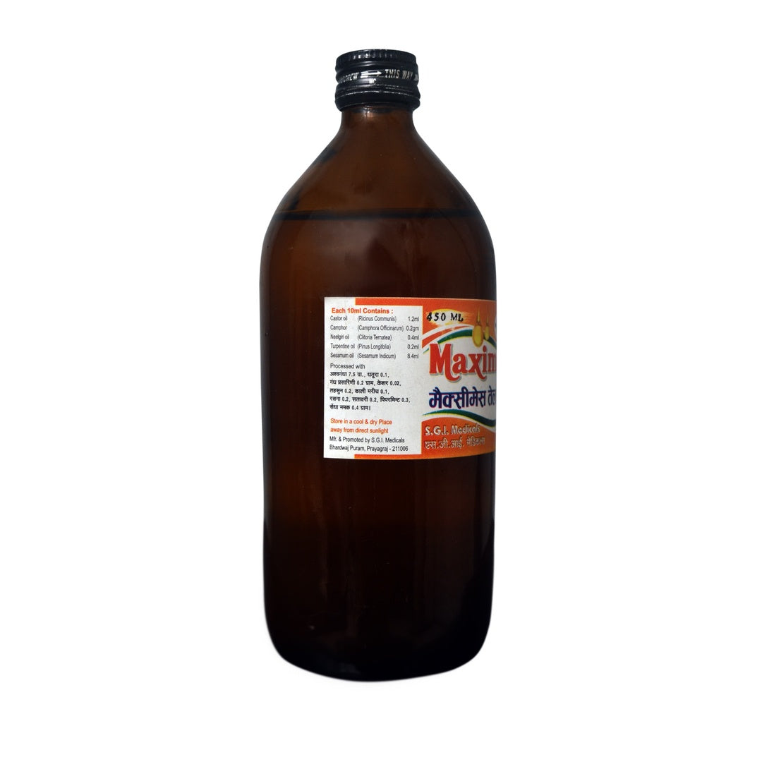 SGI Medicals Maximes Ayurvedic Pain Relief Oil (450ml) | Premium Topical Liniment for Joint Stiffness, Muscle Soreness & Arthritis Relief