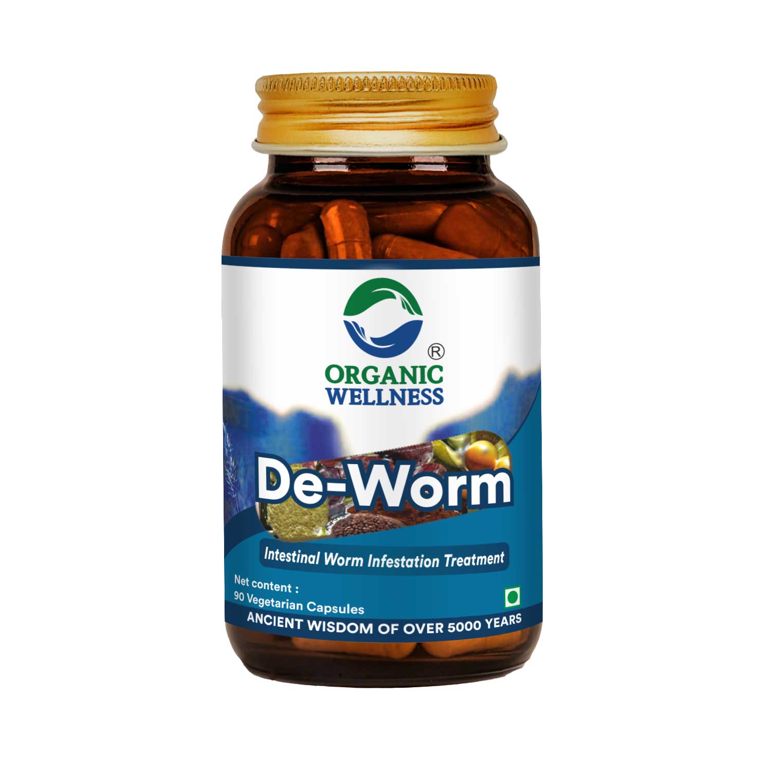 Organic Wellness De Worm Capsules - 90 Vegetarian Capsules
