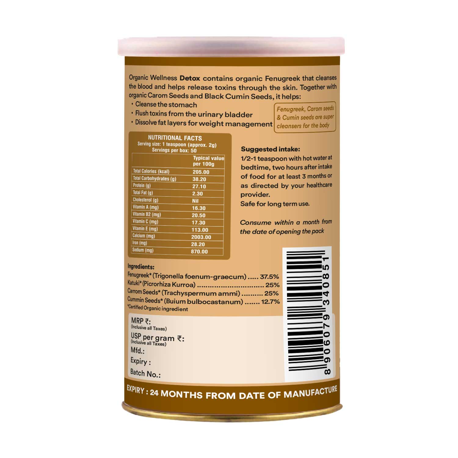 Organic Wellness Detox Powder - 100 gm