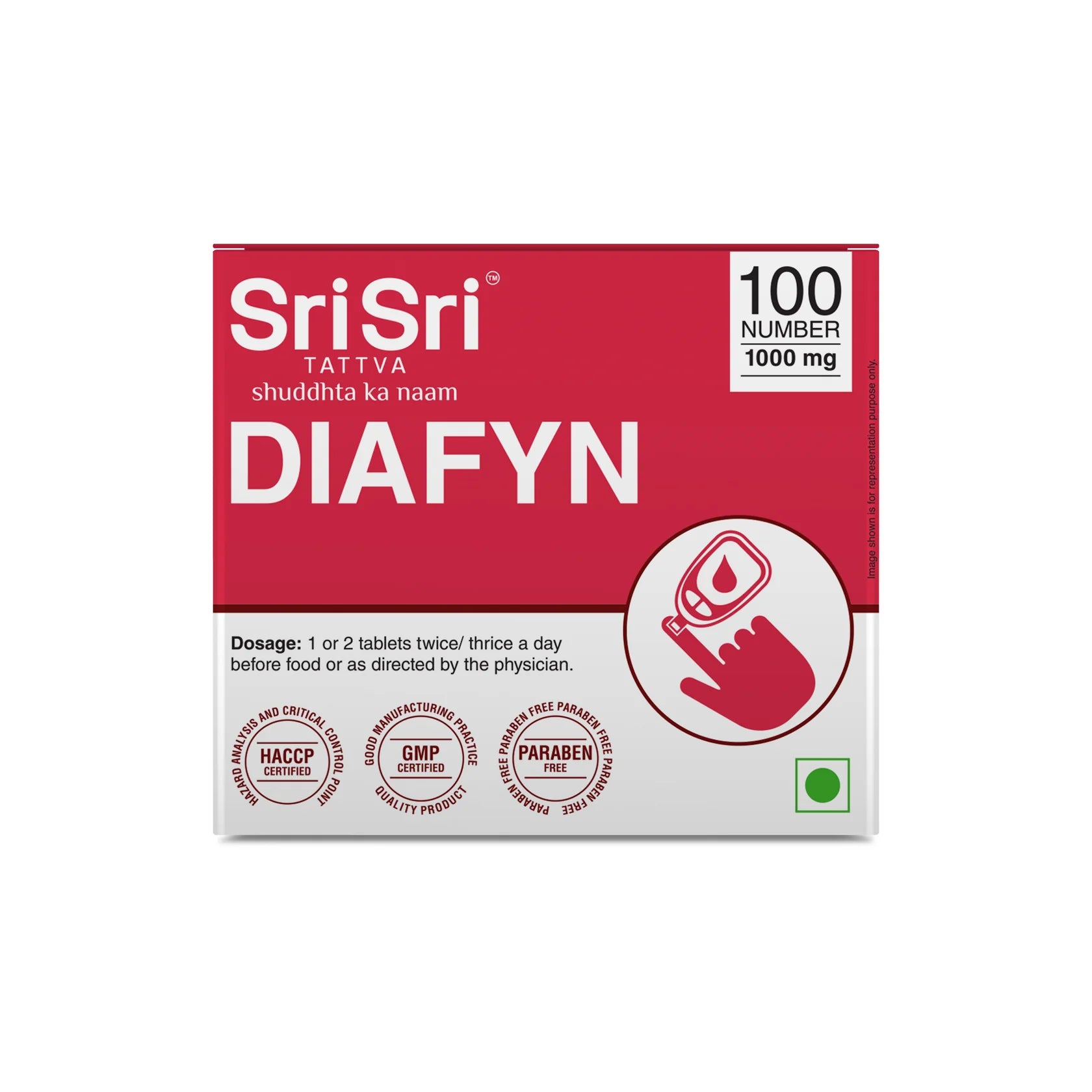 Sri Sri Tattva Diafyn Tablet - Blood Sugar Control - 1000mg - 100 Tablets
