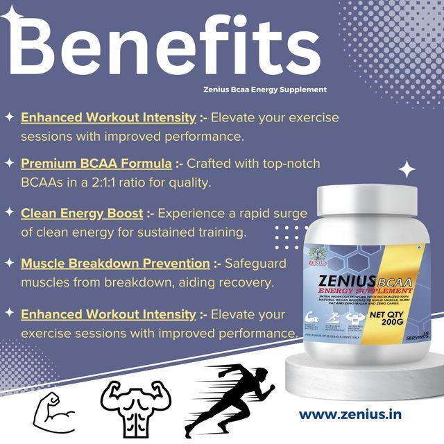 Zenius Bcaa Energy Supplement - Bcaa Supplements for Stamina, Sexual Health, and Immunity Boosting - 250gm Powder