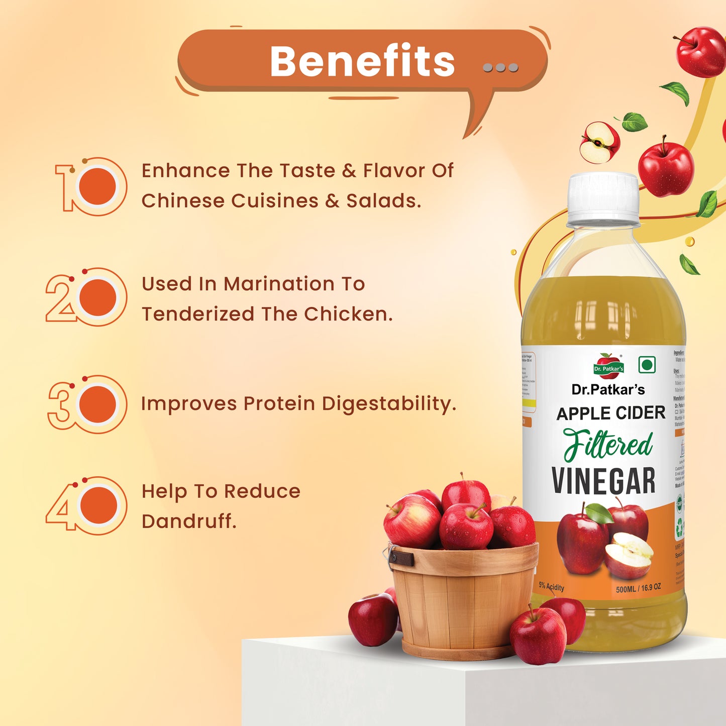 Dr. Patkar’s Apple cider Filtered Vinegar - 500ml