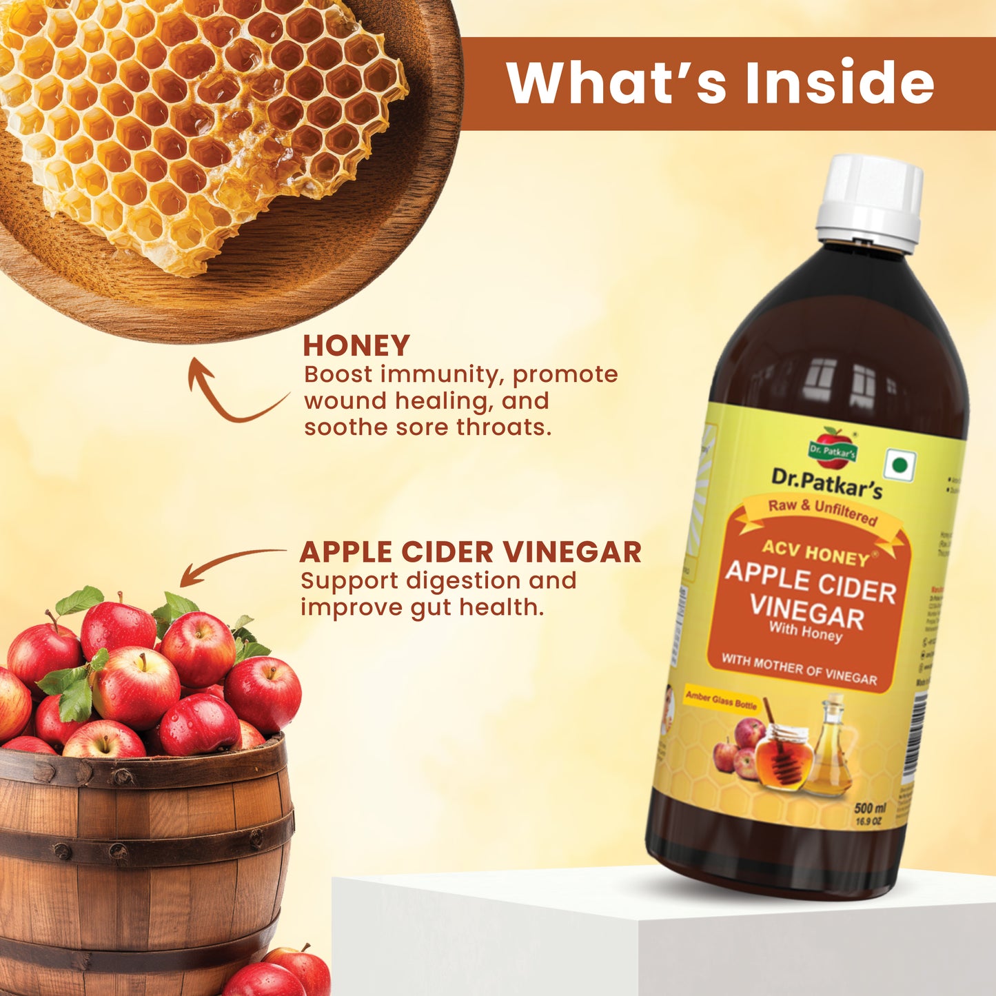 Dr. Patkar's Apple Cider Vinegar Honey with the Mother (500ml Each)