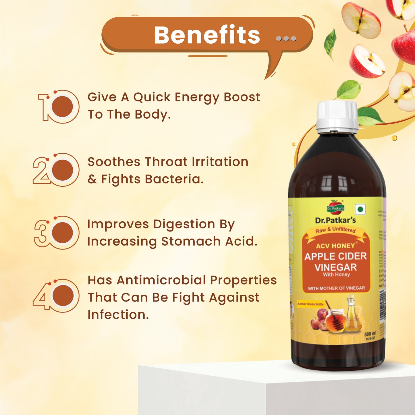 Dr. Patkar's Apple Cider Vinegar Honey with the Mother (500ml Each)