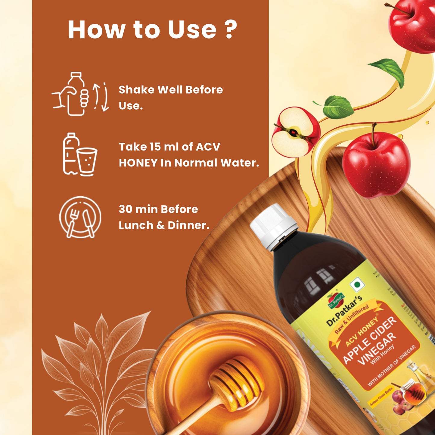 Dr. Patkar's Apple Cider Vinegar Honey with the Mother (500ml Each)