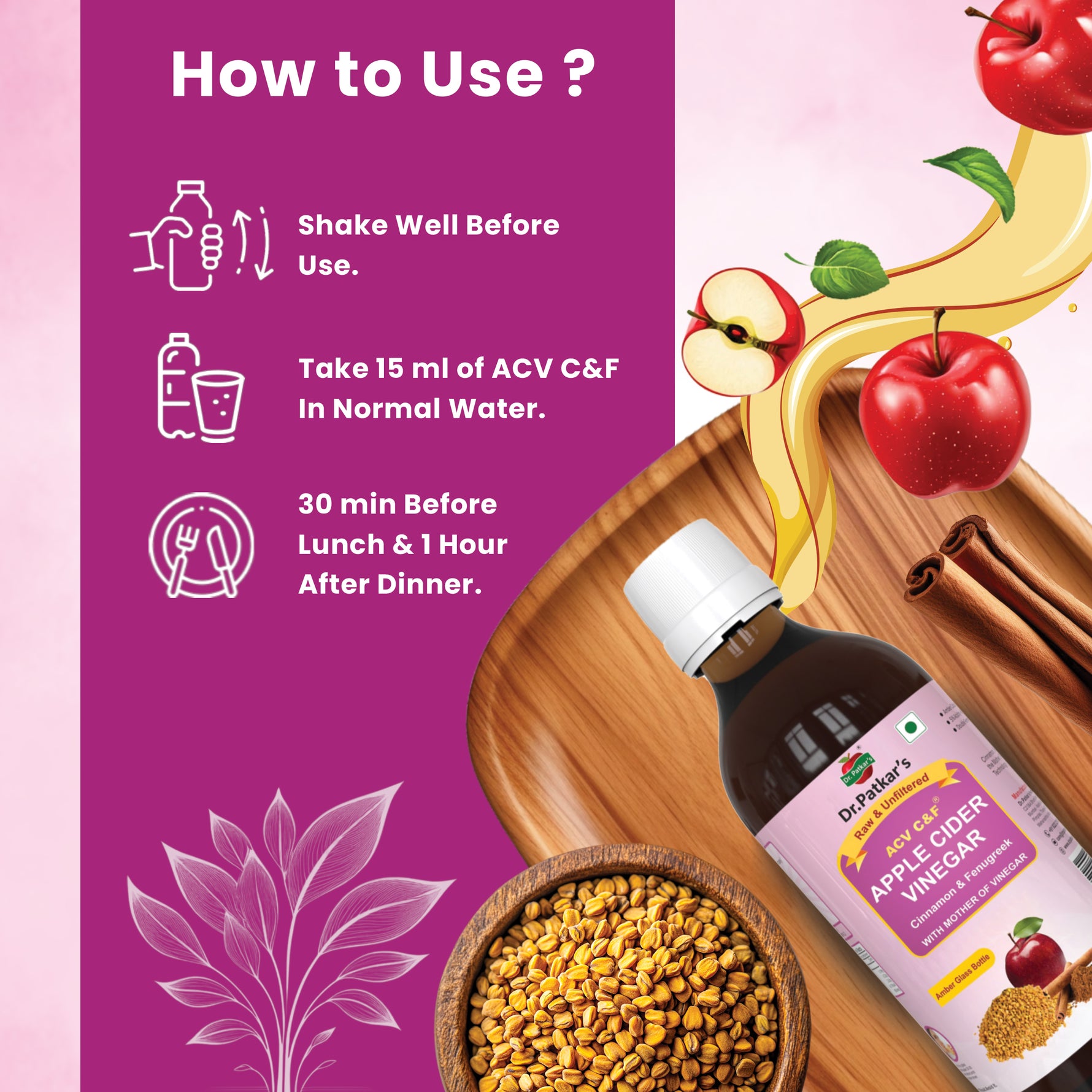 Dr. Patkar's Apple Cider Vinegar Cinnamon & Fenugreek with the Mother