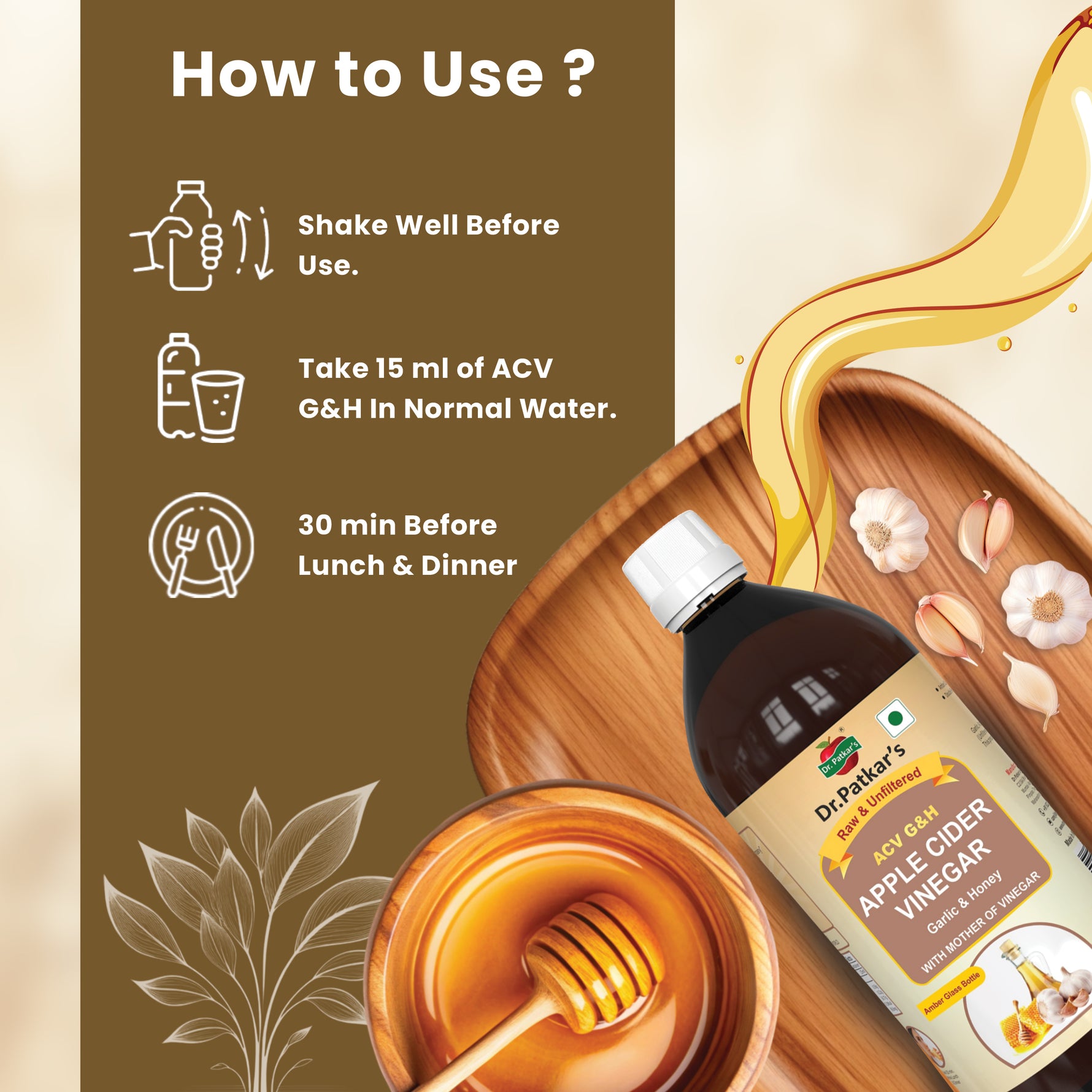 Dr. Patkar's Apple Cider Vinegar Garlic & Honey with the Mother (500ml Each)