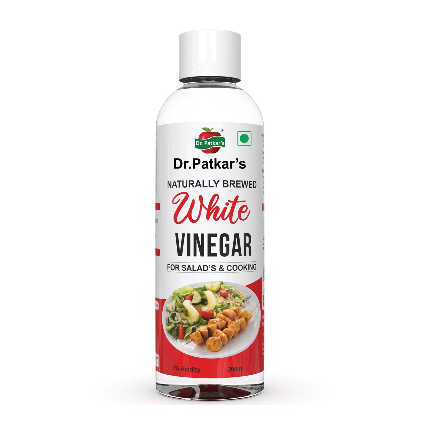Dr. Patkar's Naturally Brewed White Vinegar for Salad Cooking Cleaning Purpose Flavoursome & Nutritious (200ml) Pack of 3