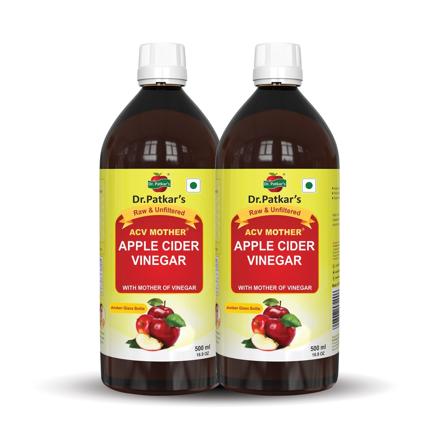 Dr. Patkar's Apple Cider Vinegar with the Mother | Unfiltered & Undiluted | Suitable for Weight Management & Improved Immunity (With Mother)