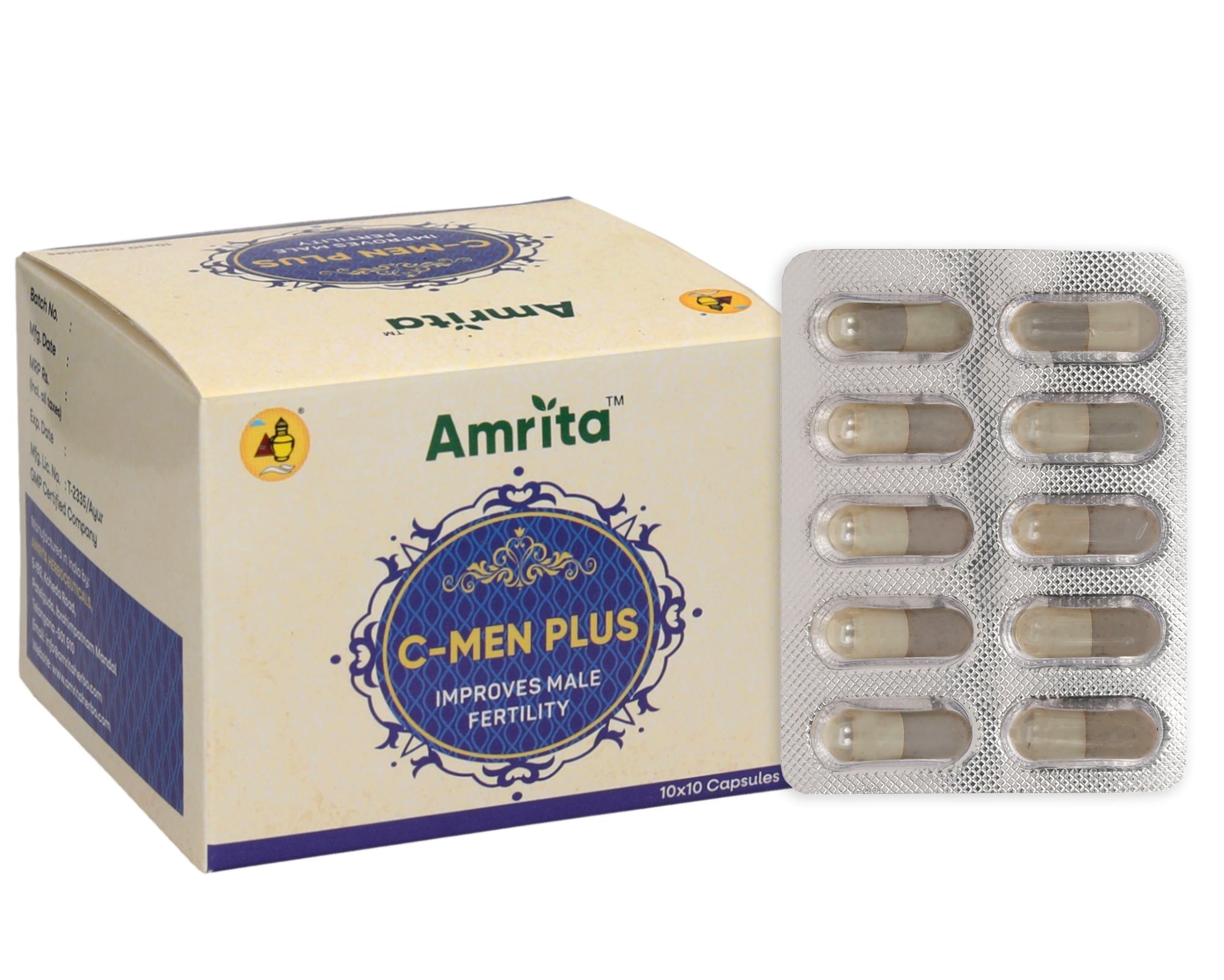 Amrita C-Men Plus Capsules – Ayurvedic Male Wellness & Vitality Support – 100 Capsules