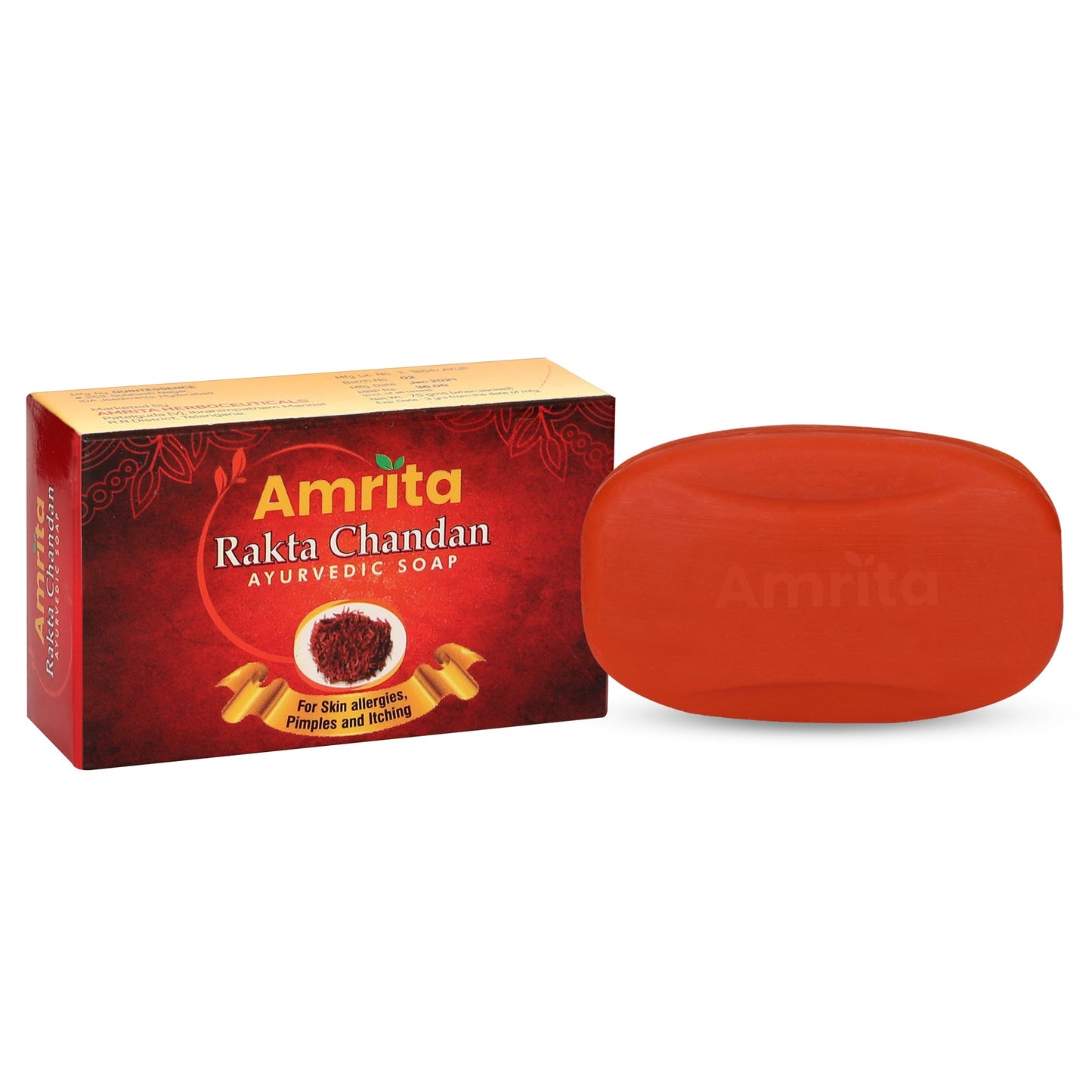Amrita Rakta Chandan Ayurvedic Soap (75gm Each) - Pack of 3