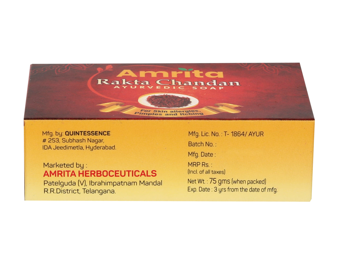 Amrita Rakta Chandan Ayurvedic Soap (75gm Each) - Pack of 3