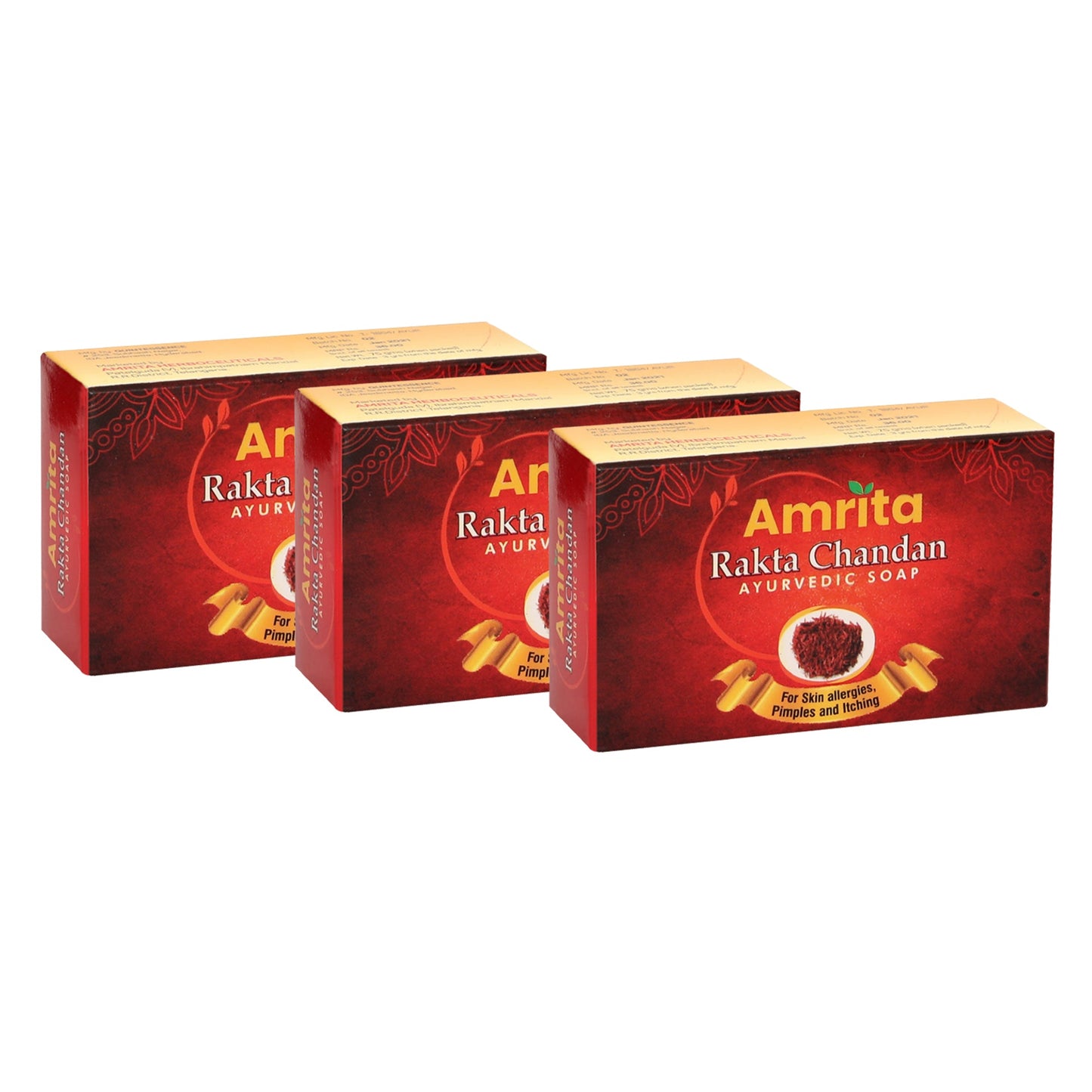 Amrita Rakta Chandan Ayurvedic Soap (75gm Each) - Pack of 3