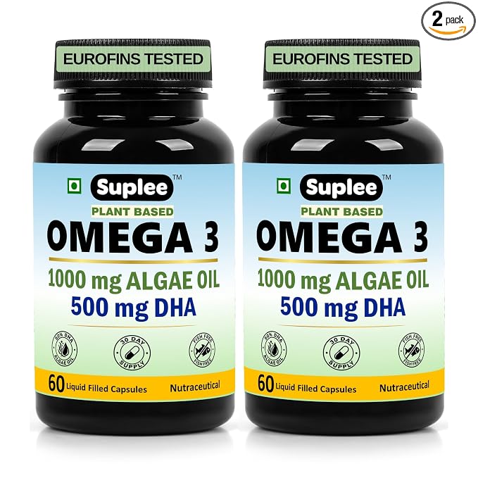 Suplee Plant Based Omega 3 Algae Oil 1000mg with 500mg DHA | 120 Capsules