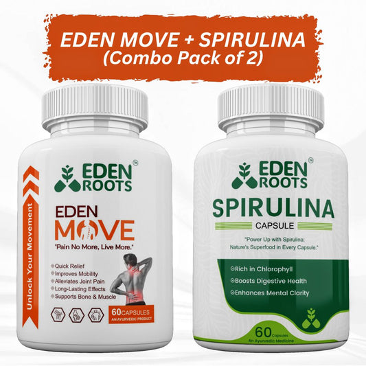 Eden Roots Eden Move + Spirulina Capsules - 60 Capsules (Combo)