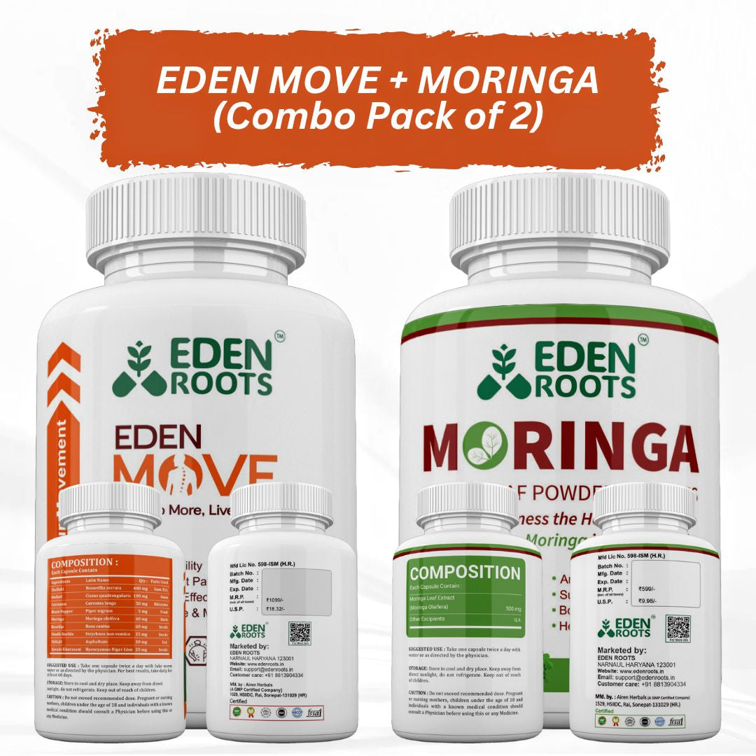 Eden Roots Eden Move + Moringa Capsules - 60 Capsules (Combo)