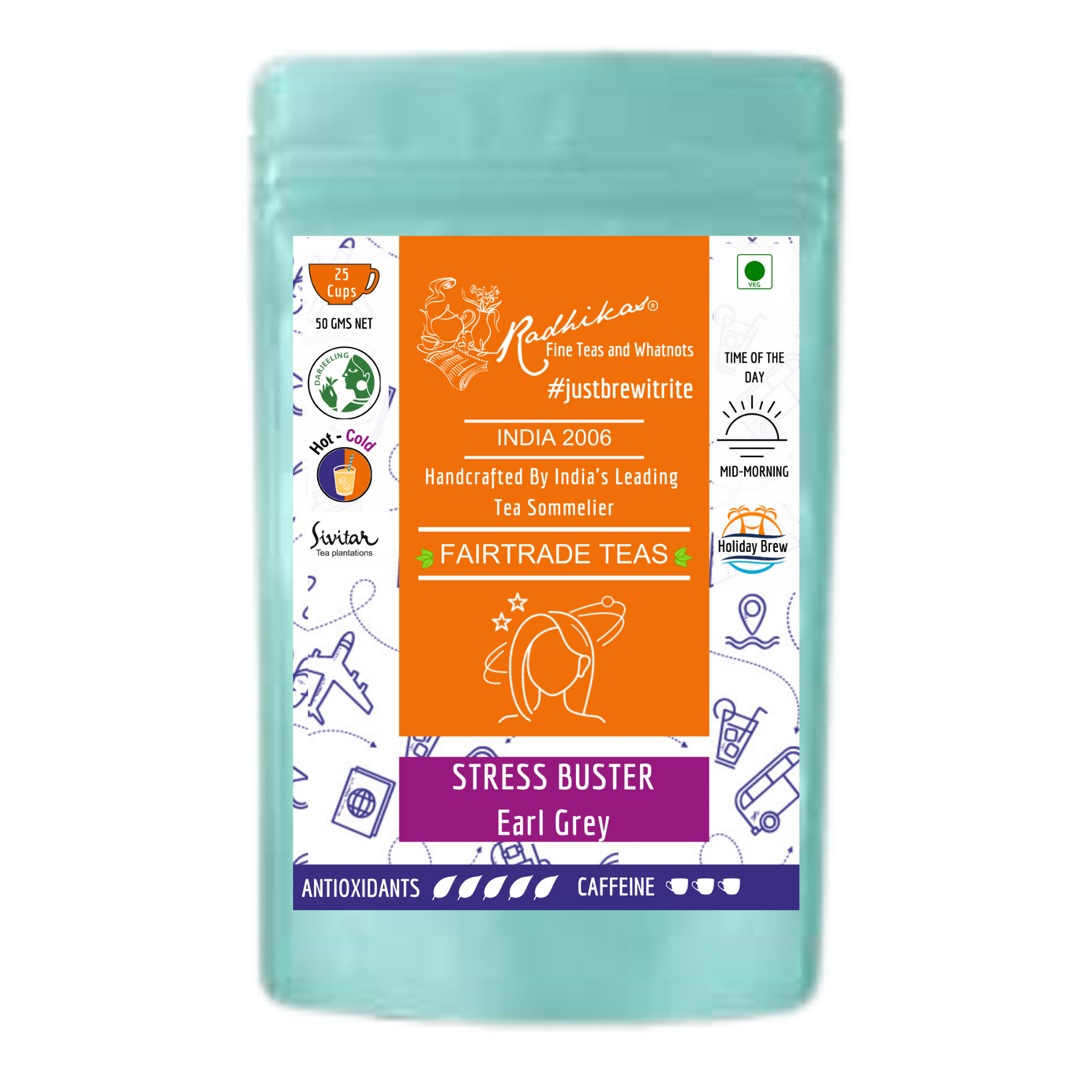 Radhikas Fine Teas Stress Buster Earl Grey Tea - 50gm