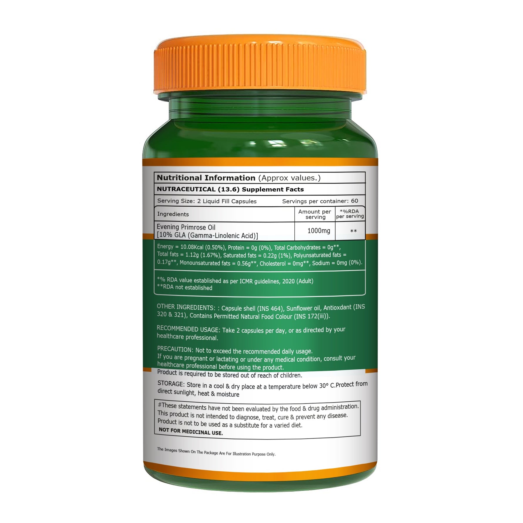 Pure Nutrition Evening Primrose Oil 10% GLA – 120 Liquid Filled Capsules | Long-Term Wellness Support