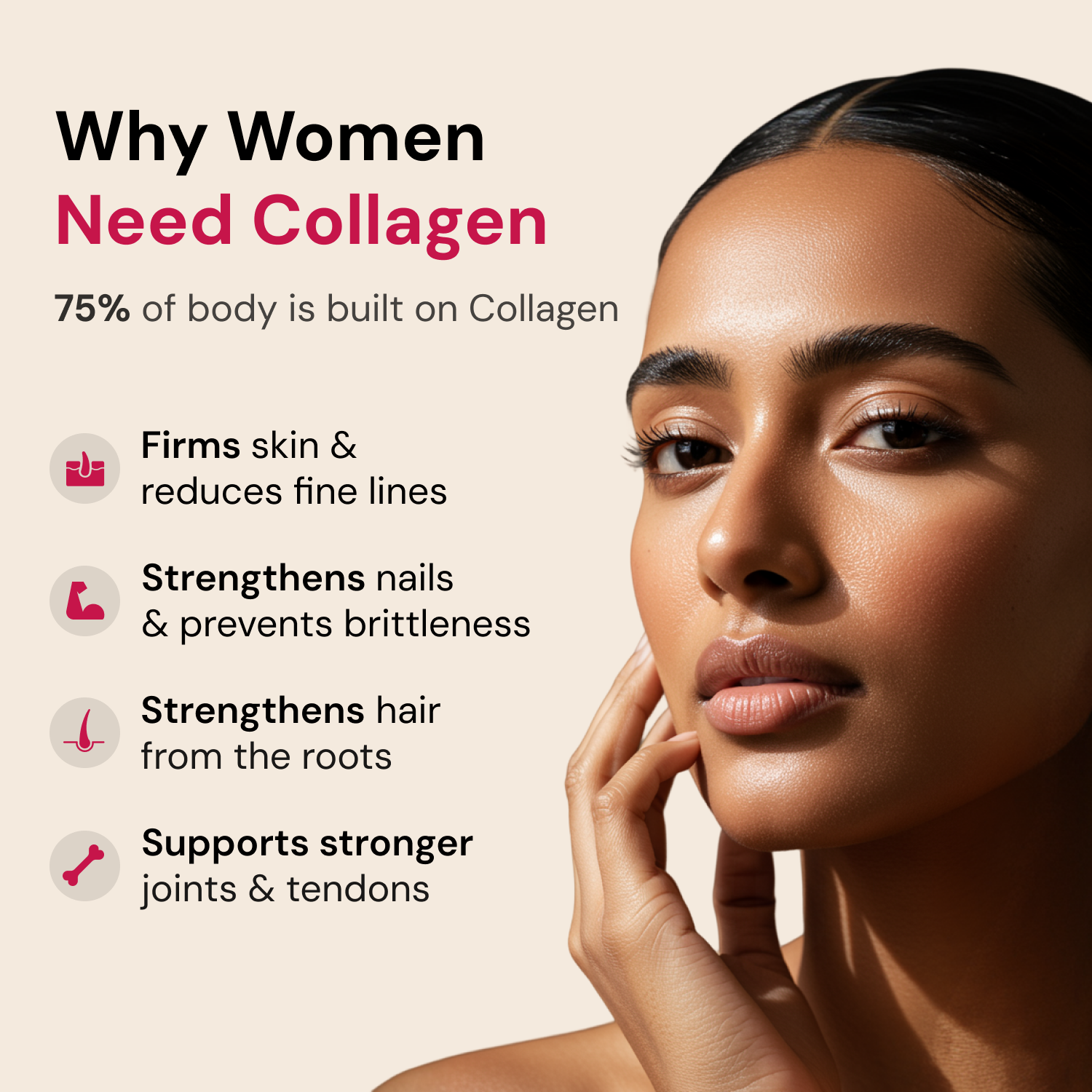 Moderate Marine Collagen Powder for Women, Type 1 & 3 Hydrolyzed Collagen Peptides with Glutathione, Hyaluronic Acid, Biotin, Vitamin C, Mango Peach Flavour for Skin, Hair, Nails and Hydration, 100g