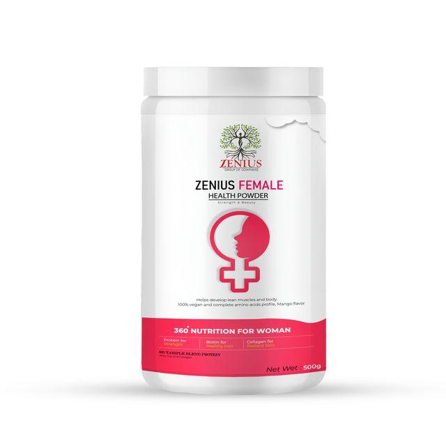Zenius Female Health Powder - Women Protein Supplements for Protein, Women's Health, and Immunity - 500gm Powder
