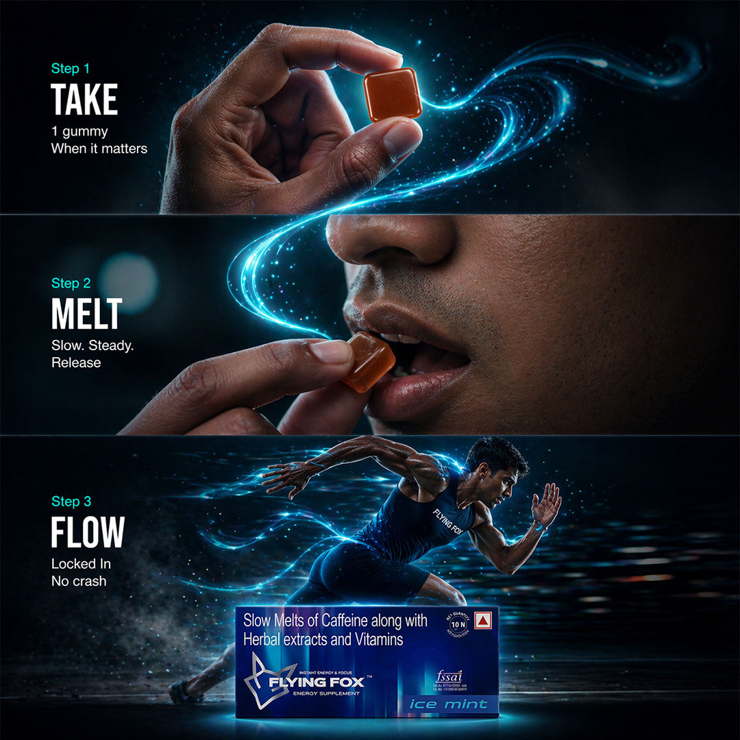 Flying Fox Slow Melt Energy Gummies - Caffeine & L-Theanine Focus (10 Count)