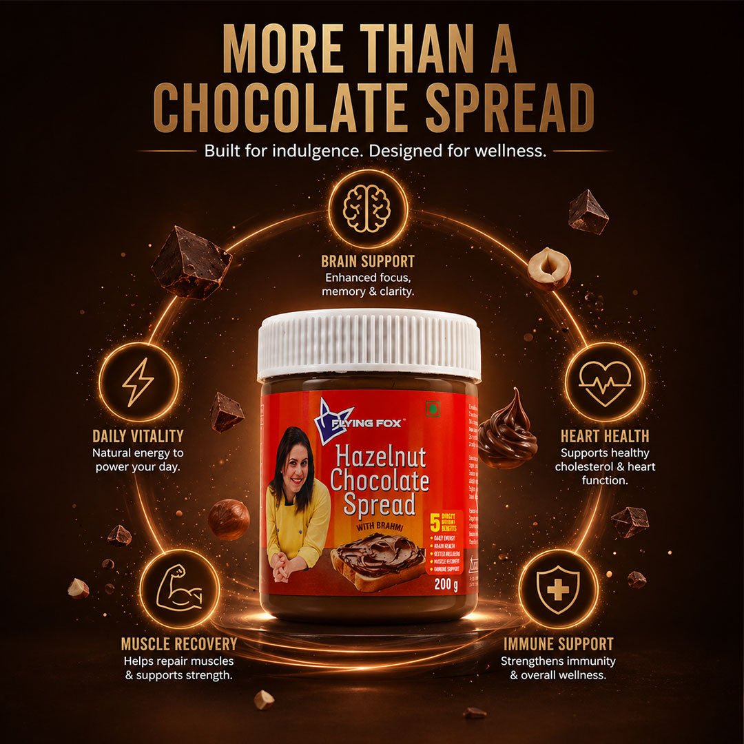 Flying Fox Hazelnut Chocolate Spread with Brahmi - No Sugar & Palm Oil (200g)