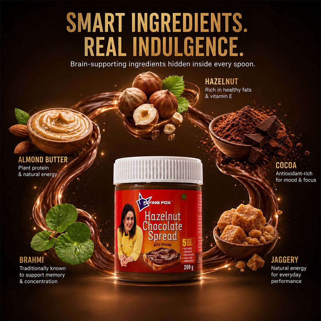 Flying Fox Hazelnut Chocolate Spread with Brahmi - No Sugar & Palm Oil (200g)