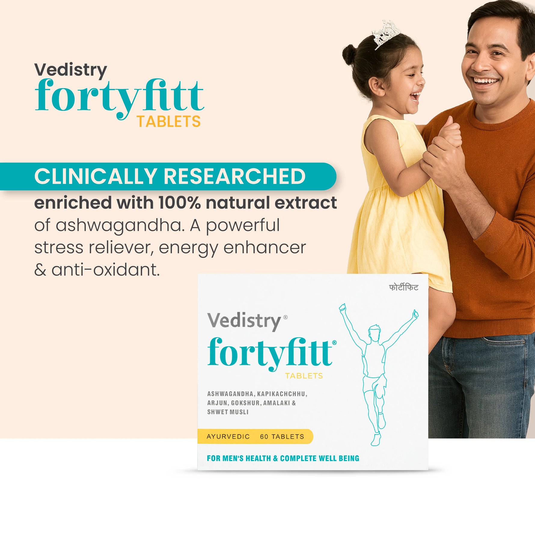 Vedistry Fortyfitt Tablets - Daily Vitality & Stamina Supplement for Adults 40+