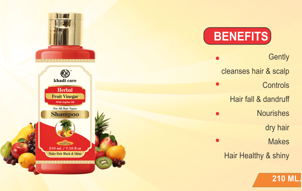 Khadi Care Herbal Fruit Vinegar Shampoo with Jojoba Oil - 210ml