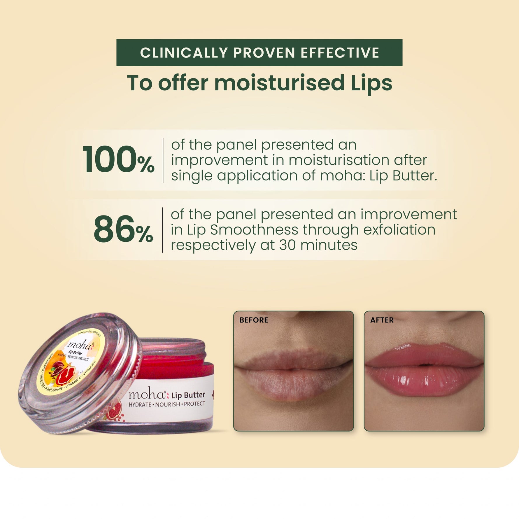 Moha Lip Butter 10g - Hydrating Cocoa & Shea Butter Lip Balm for Dry Chapped Lips
