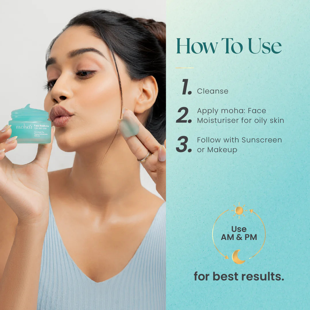 Moha Face Moisturizer for Oily Skin 100ml - Non-Comedogenic Matte Gel Cream