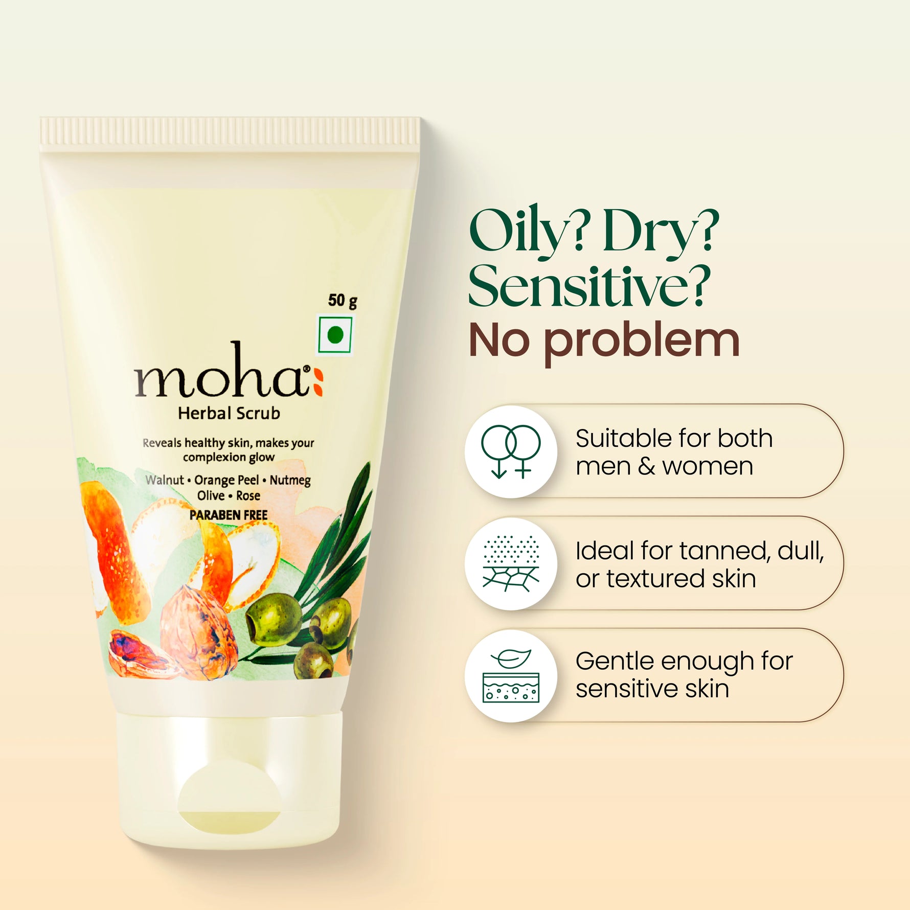 Moha: Herbal Face Scrub (100g)- Ayurvedic Exfoliating Scrub for Blackhead & Tan Removal