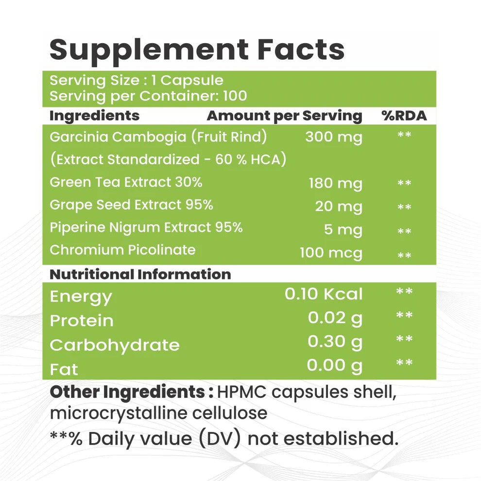 Raskam Fat Burner - 100 Capsules- Weight Loss Supplement with Garcinia Cambogia, Green Coffee Beans Green Tea Extract Metabolism Booster Belly Fat Burner for Men & Women