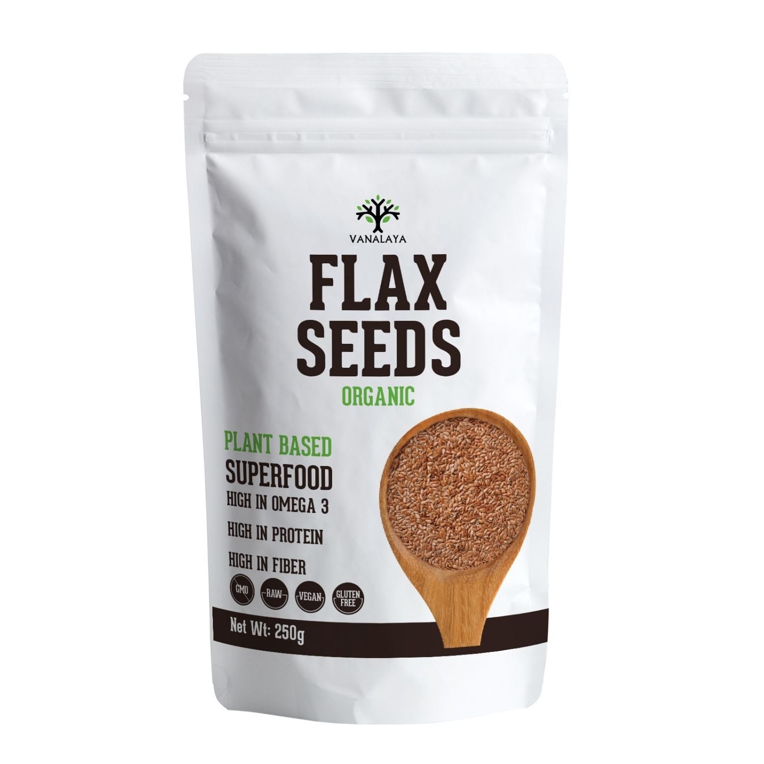 Vanalaya Raw Unroasted Flax Seeds - High-Fiber Omega-3 Plant Protein Superfood (250g)