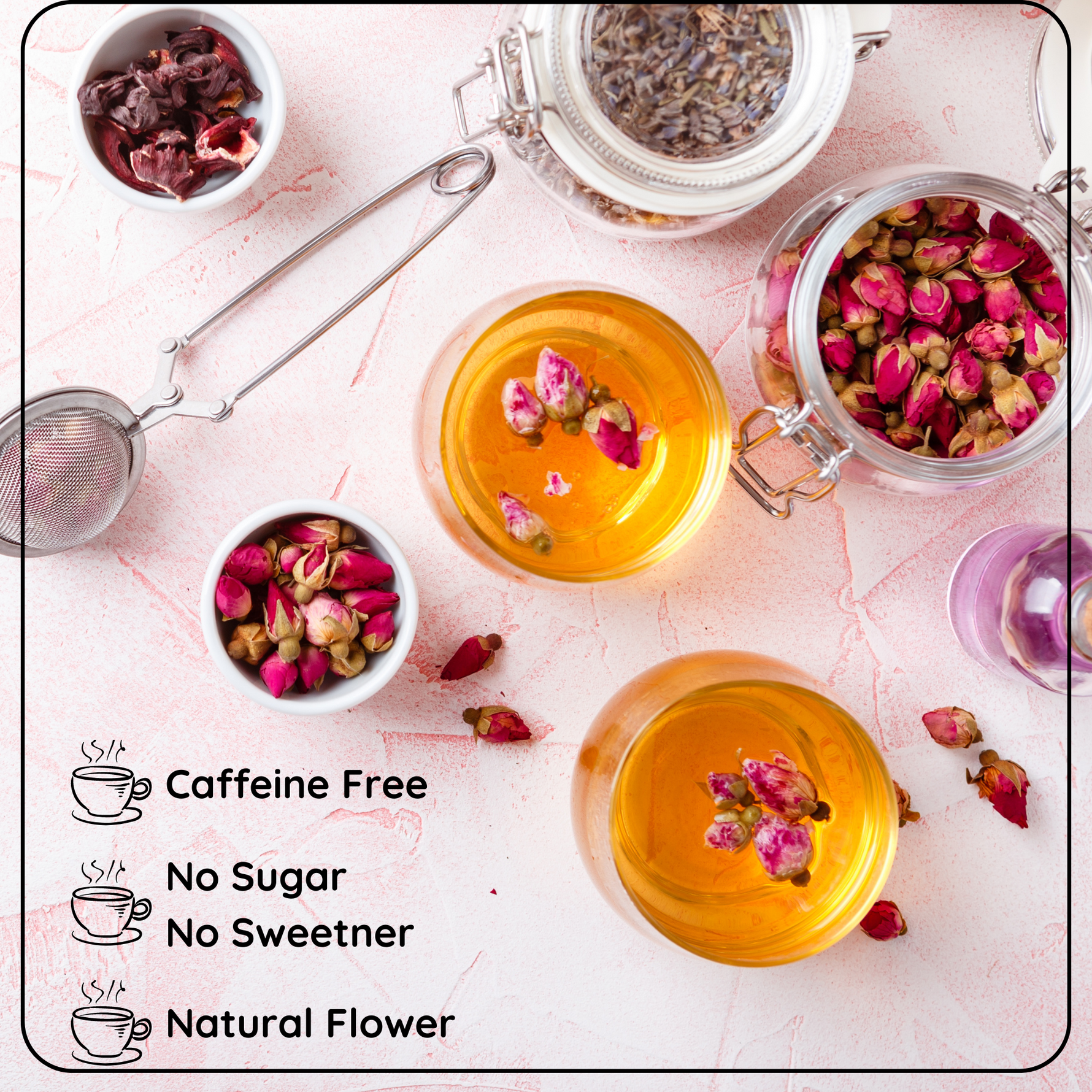 Radhikas Fine Teas Festive Floral Gift Tea Collection – Rose, Jasmine, Chamomile, Hibiscus & Butterfly Pea Herbal Collection