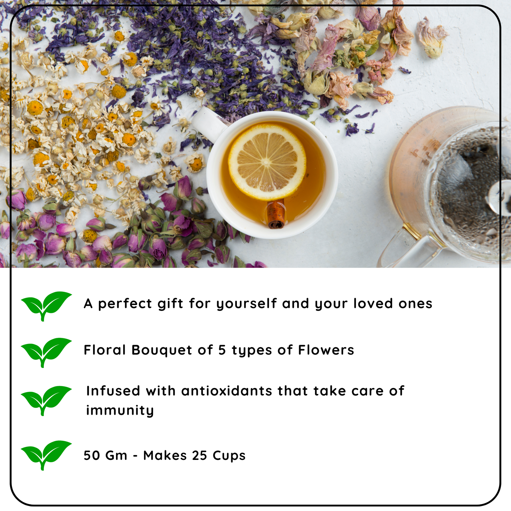 Radhikas Fine Teas Festive Floral Gift Tea Collection – Rose, Jasmine, Chamomile, Hibiscus & Butterfly Pea Herbal Collection