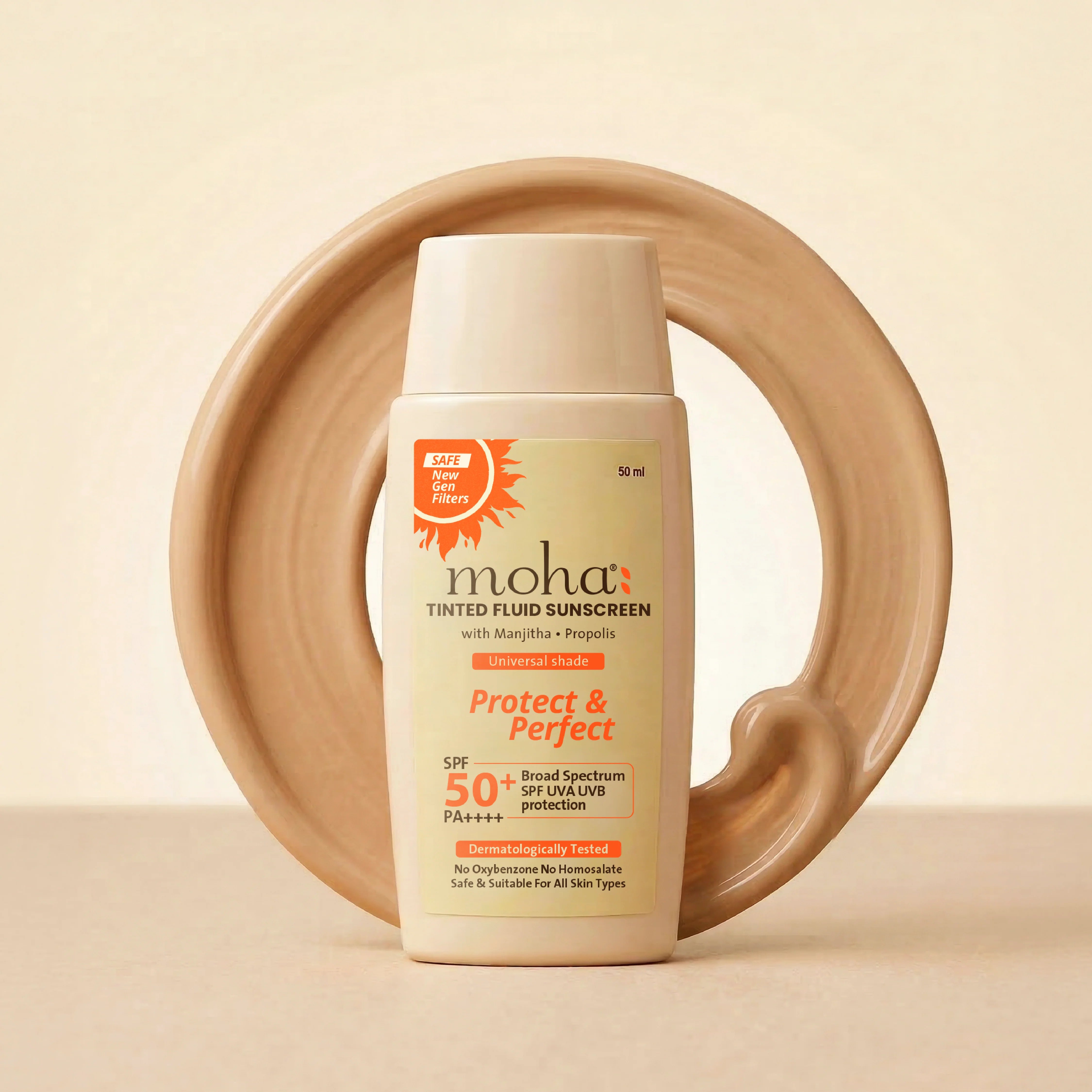 Moha Tinted Fluid Sunscreen SPF 50+ PA++++ - No White Cast Matte Sunscreen Fluid