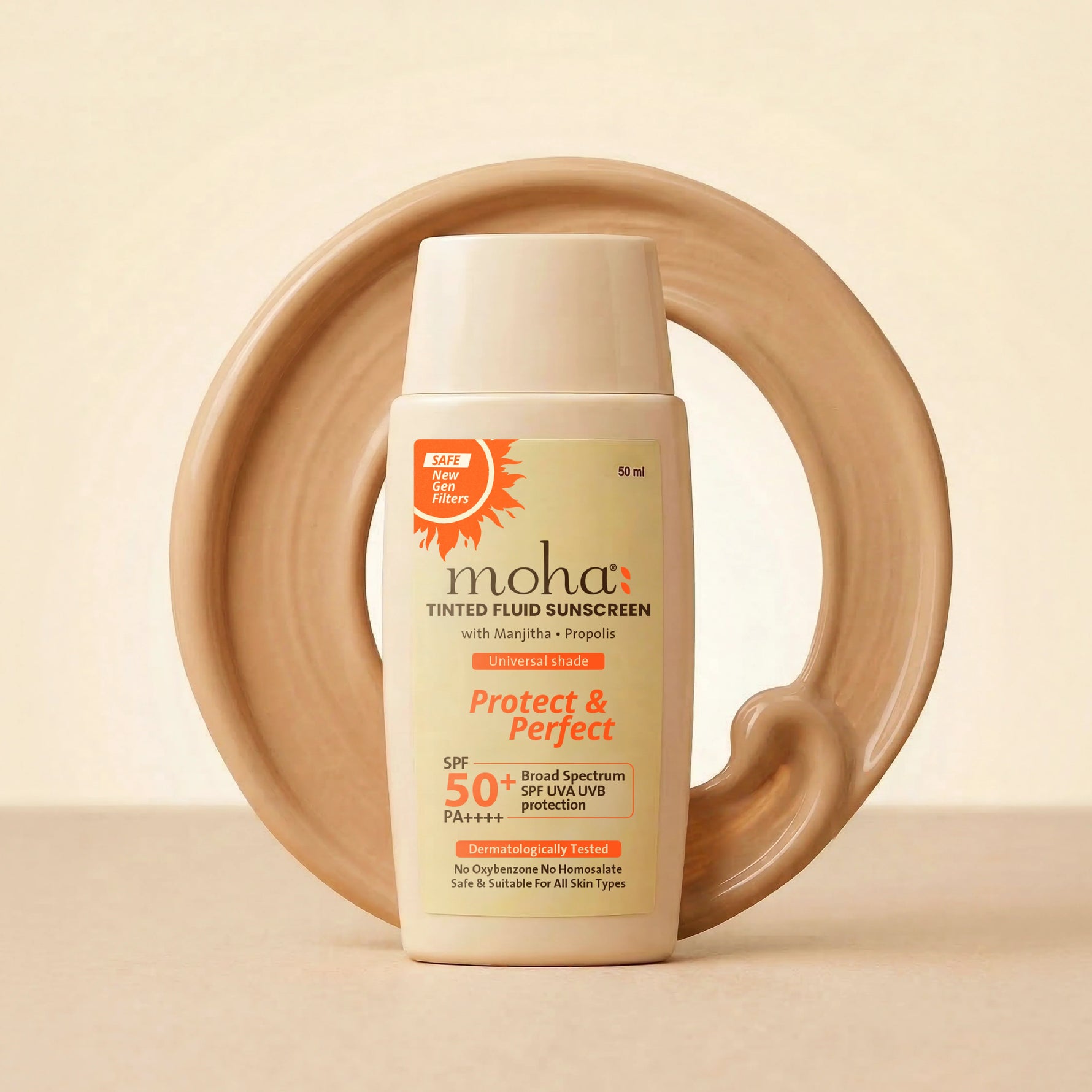 Moha Tinted Fluid Sunscreen SPF 50+ PA++++ - No White Cast Matte Sunscreen Fluid