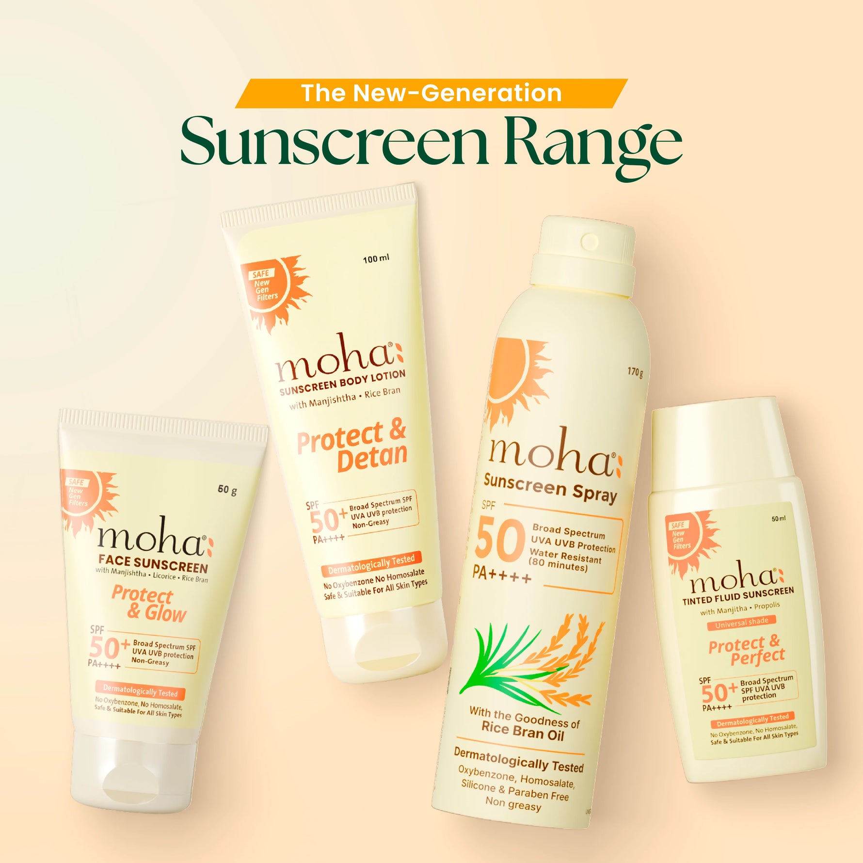 Moha Tinted Fluid Sunscreen SPF 50+ PA++++ - No White Cast Matte Sunscreen Fluid