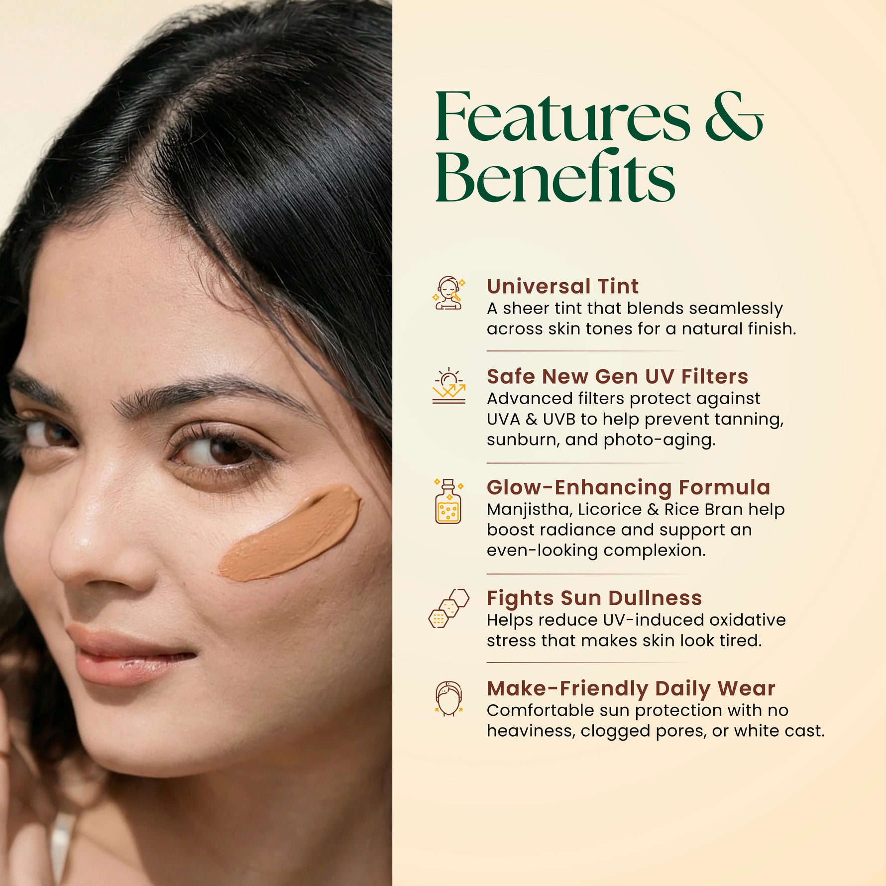Moha Tinted Fluid Sunscreen SPF 50+ PA++++ - No White Cast Matte Sunscreen Fluid