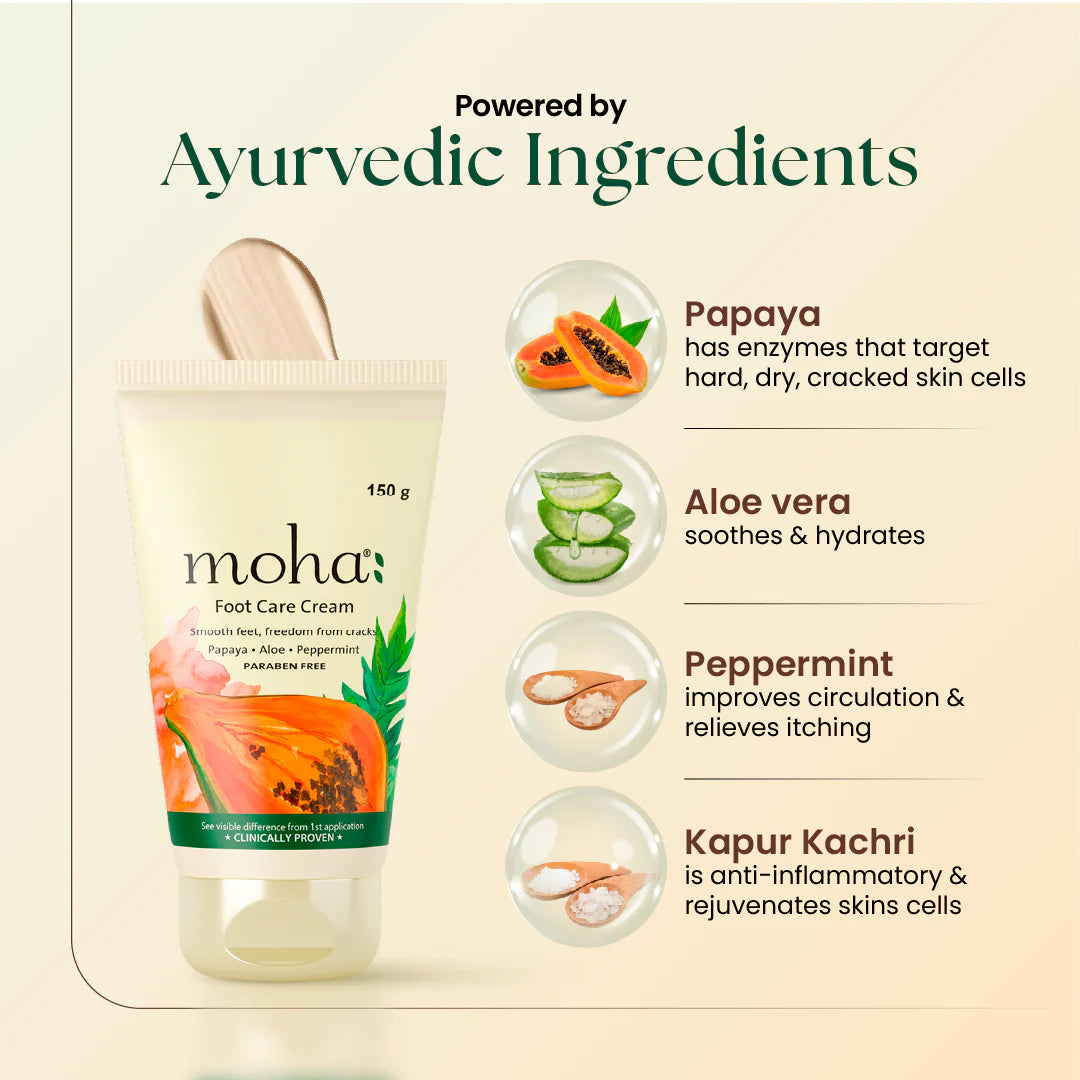 Moha: Foot Care Cream (100g)- Ayurvedic Cracked Heel Repair & Dry Skin Foot Cream