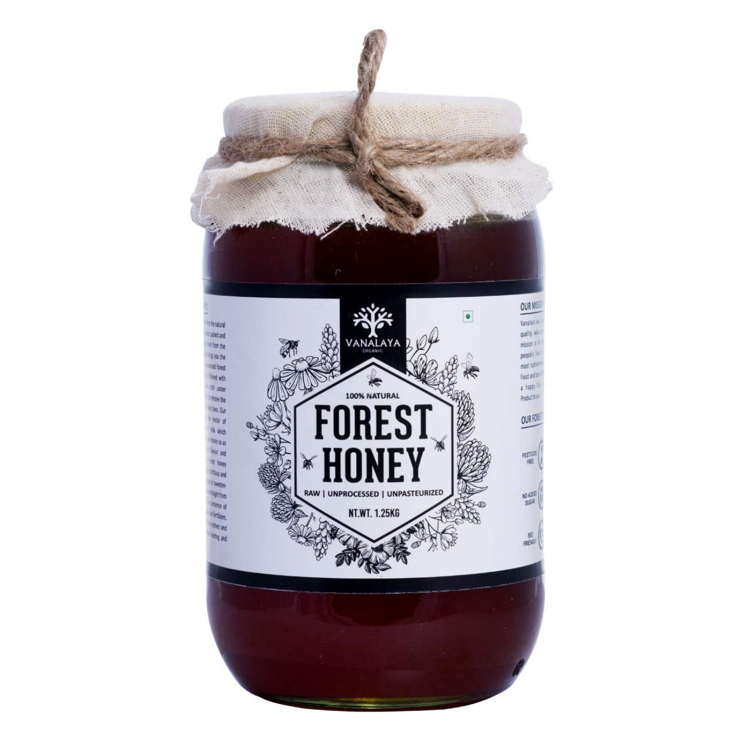 Vanalaya 100% Natural Forest Honey - Raw, Unprocessed, Unpasteurized, Pure Honey