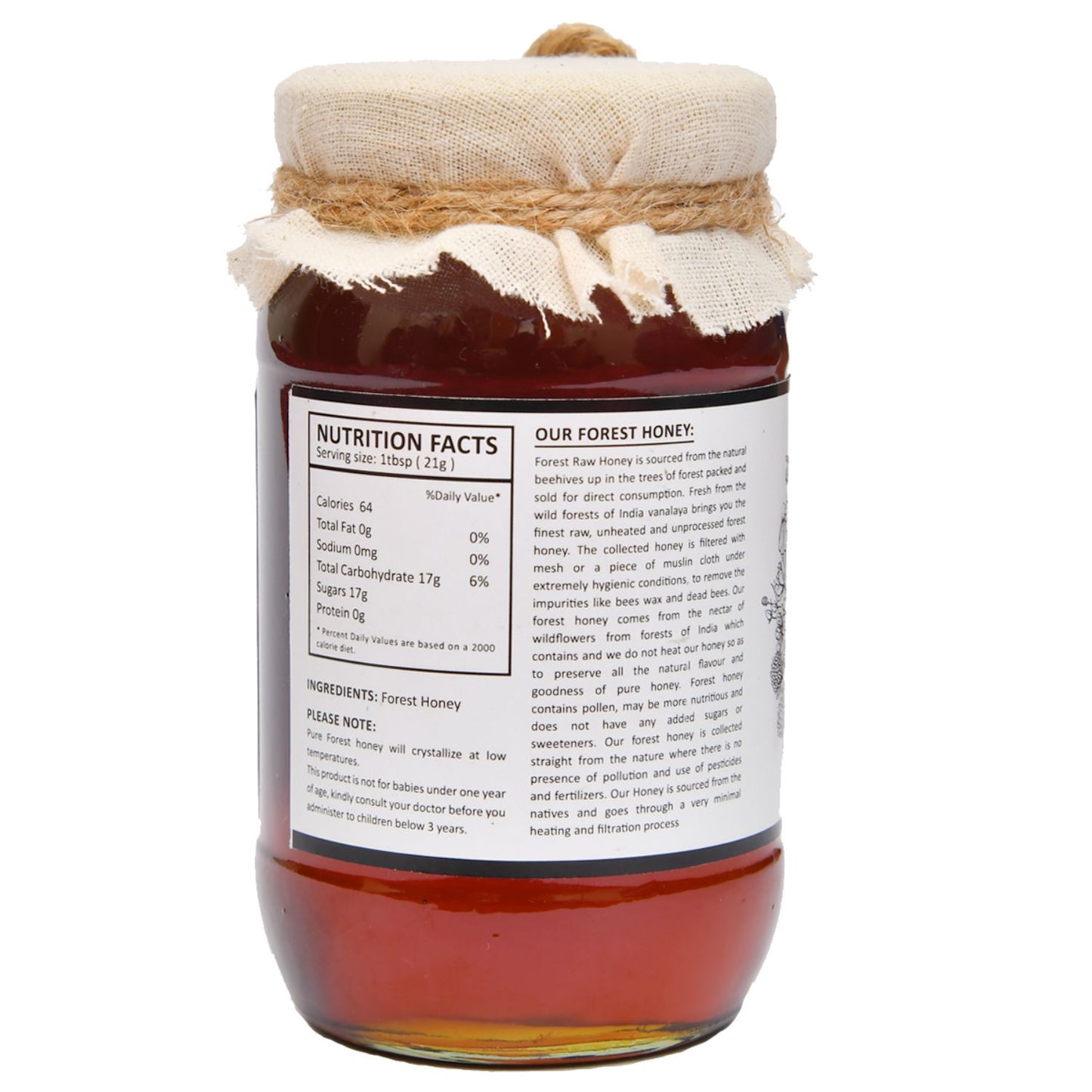 Vanalaya 100% Natural Forest Honey - Raw, Unprocessed, Unpasteurized, Pure Honey