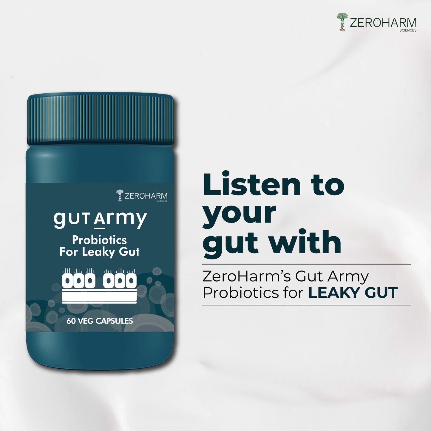 Zeroharm Gut Army Probiotic Leaky Gut Capsule - 60 Capsules