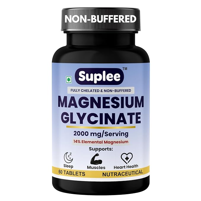 Suplee Magnesium Glycinate 2000mg, 60 Vegetarian Tablets